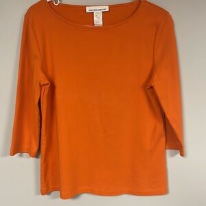 Jones New York  Sport,  Orange 3/4 length sleeve , 100% cotton, LIKE NEW size L